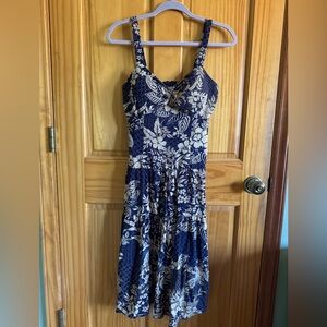 RK Originals Petite Navy Floral Stretch Sundress w Built In Cups 6P